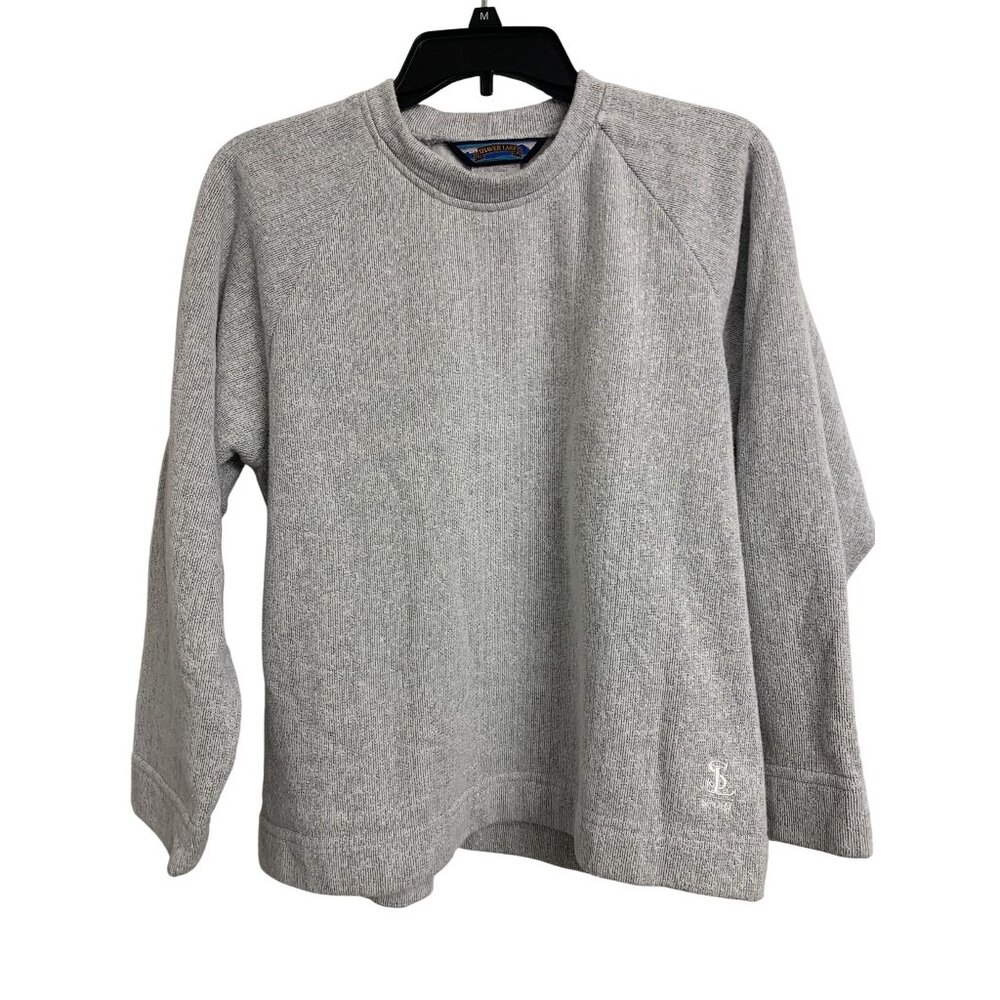 Shaver Lake Sport L Cotton Knit Pullover Minimalist Fall Sweatshirt Gray